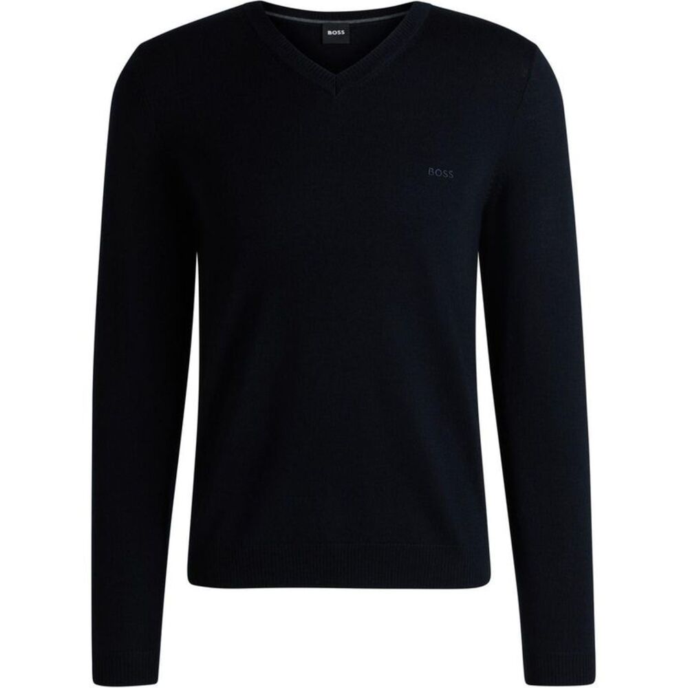 Boss Mens Batisse V Neck Sweater Top / Dark Blue